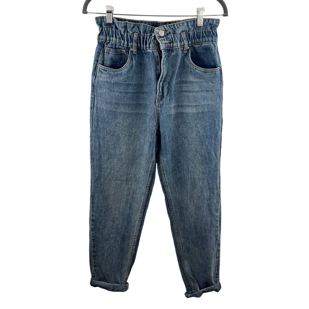 SWS Denim Co. Blue Medium Wash Paperbag Waist Casual Cuffed Denim Jeans Size M